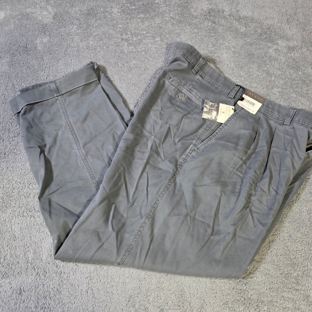 Savane Mens 36x29 Pleated Dress Pants Gray Tencel‎ Cotton Blend Cuffed Relaxed